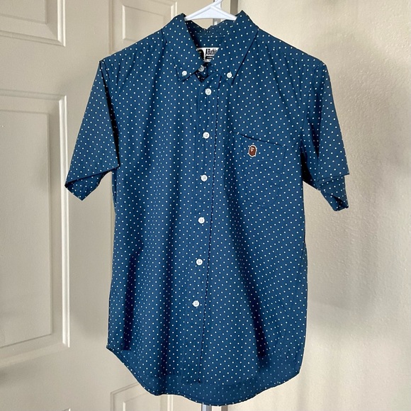 A Bathing Ape Dot Short Sleeve Button Up Shirt Men’s Size S - Picture 1 of 11